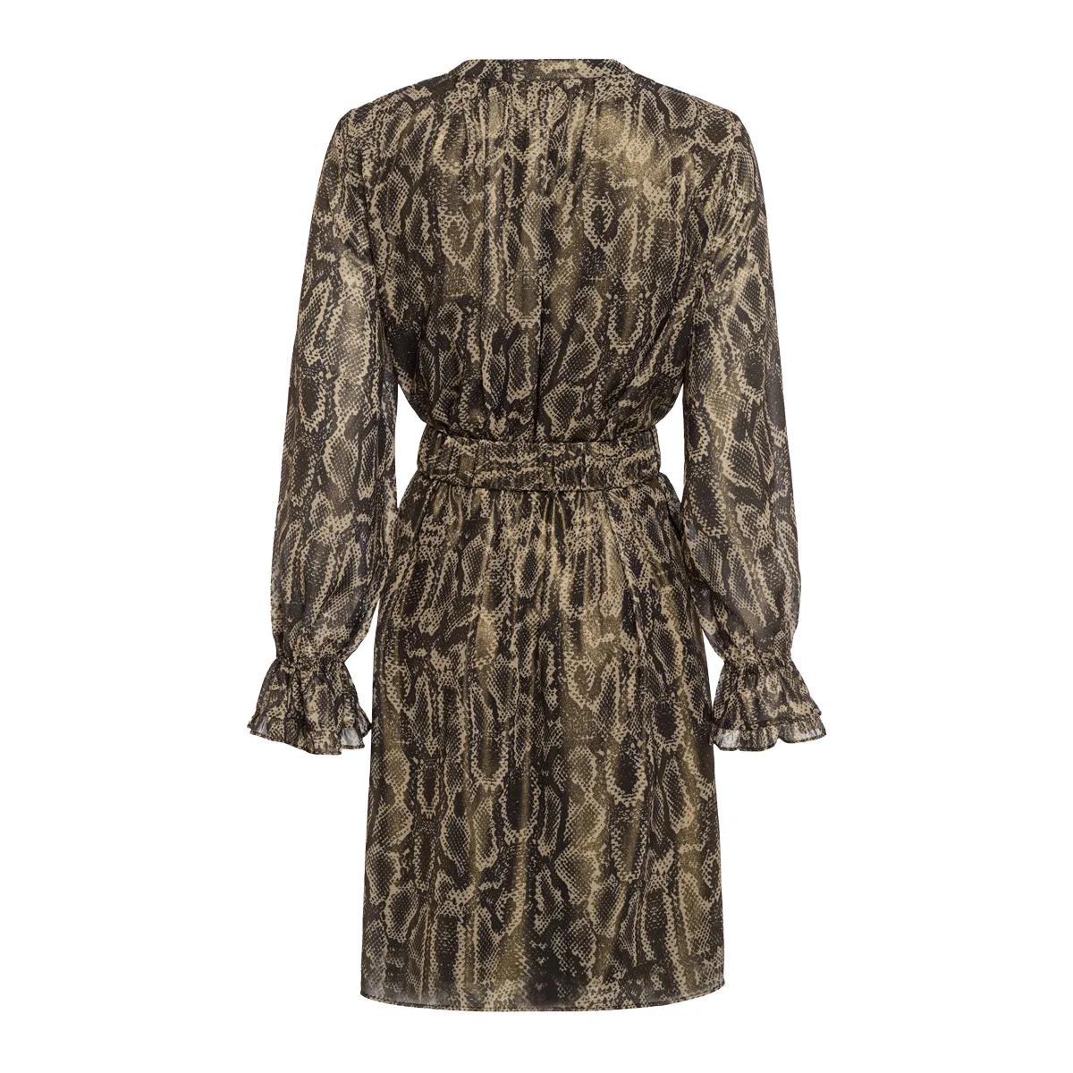 Mini-Kleid mit Gürtel und Schlangenmuster