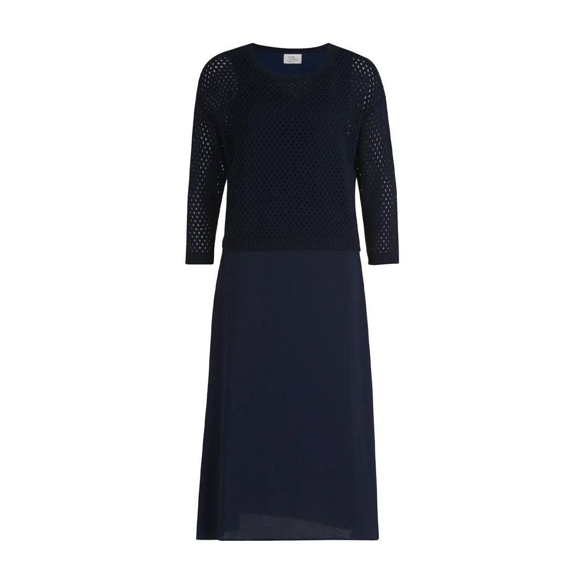 Marineblaues Midikleid mit Strickoberteil