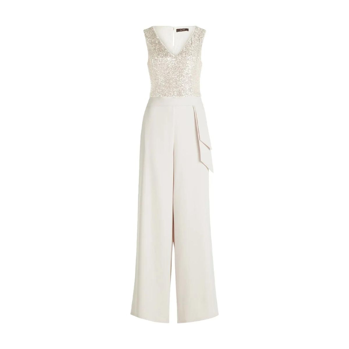 Jumpsuit mit Pailletten-Oberteil und weitem Bein
