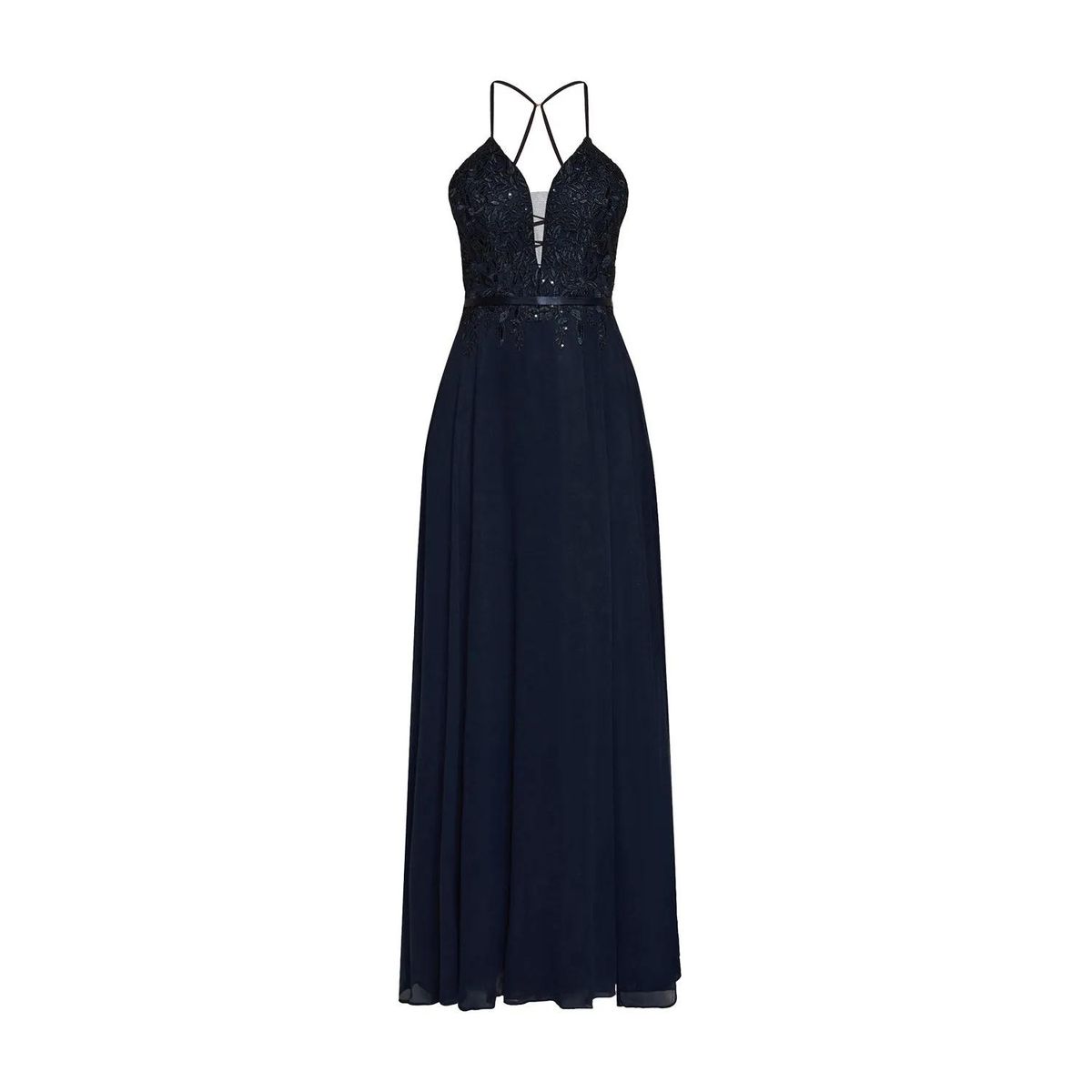 Elegantes marineblaues Abendkleid mit Pailletten