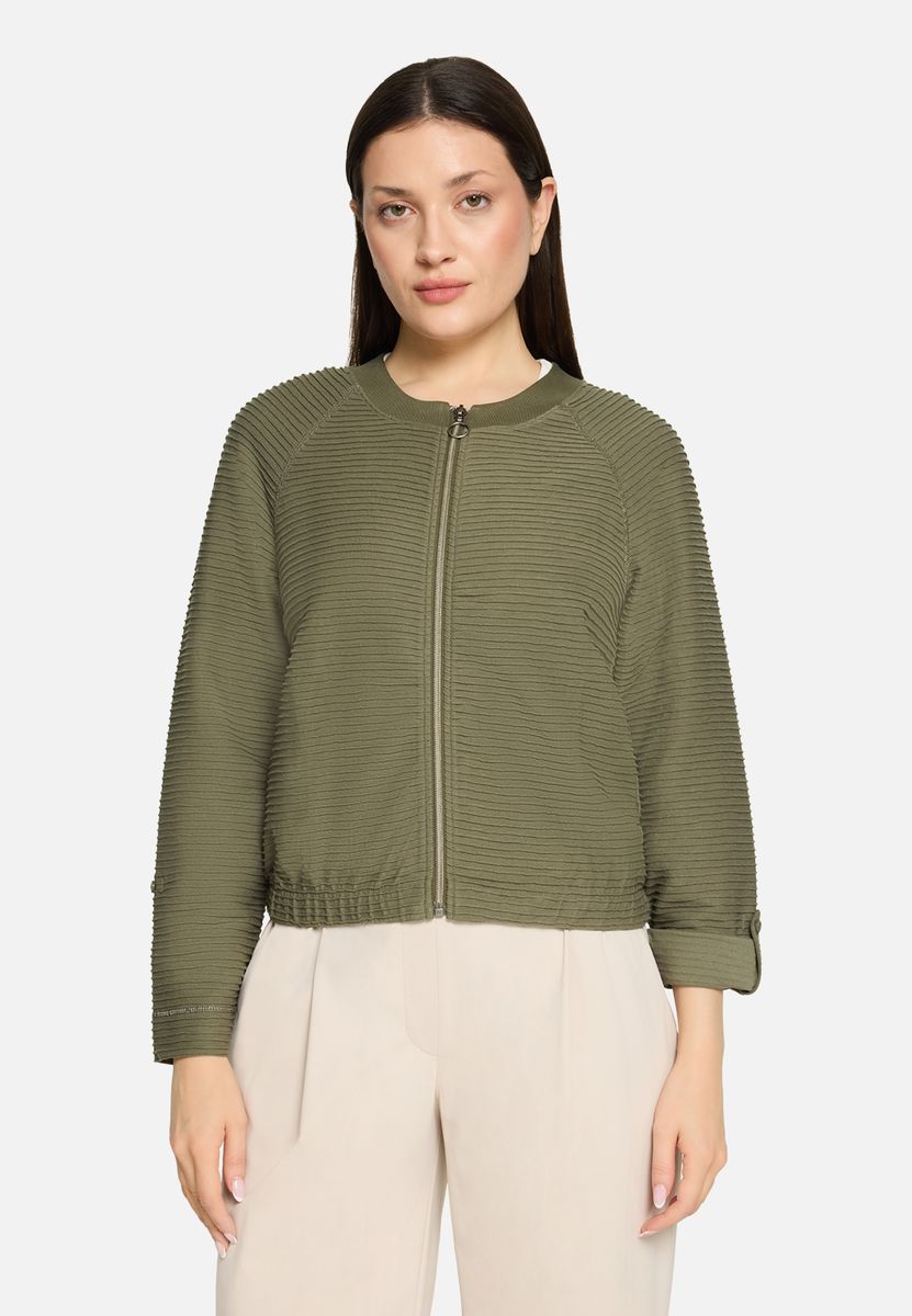 Lässige Strickjacke mit Rippenstruktur und Reißverschluss