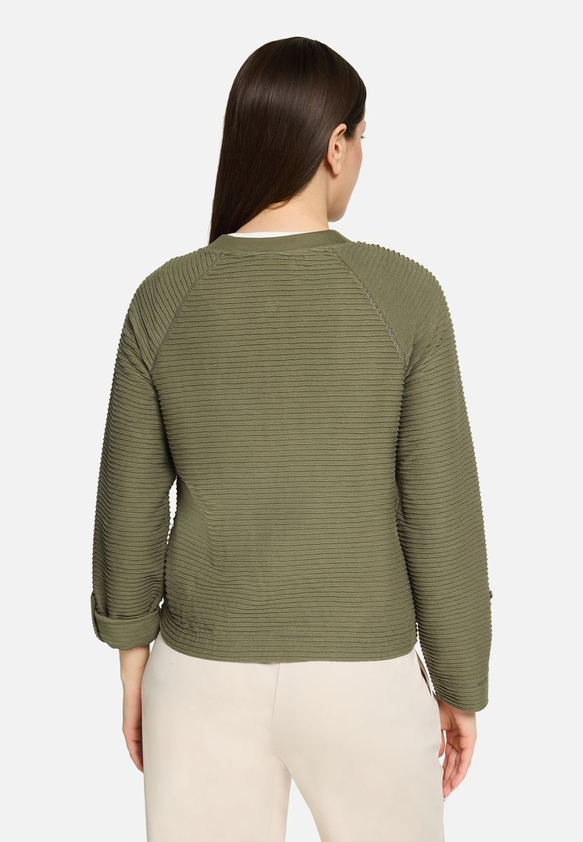 Lässige Strickjacke mit Rippenstruktur und Reißverschluss