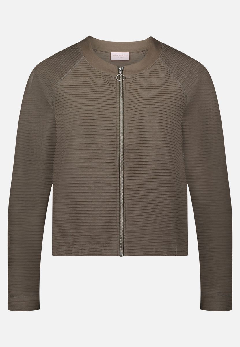 Lässige Strickjacke mit Rippenstruktur und Reißverschluss