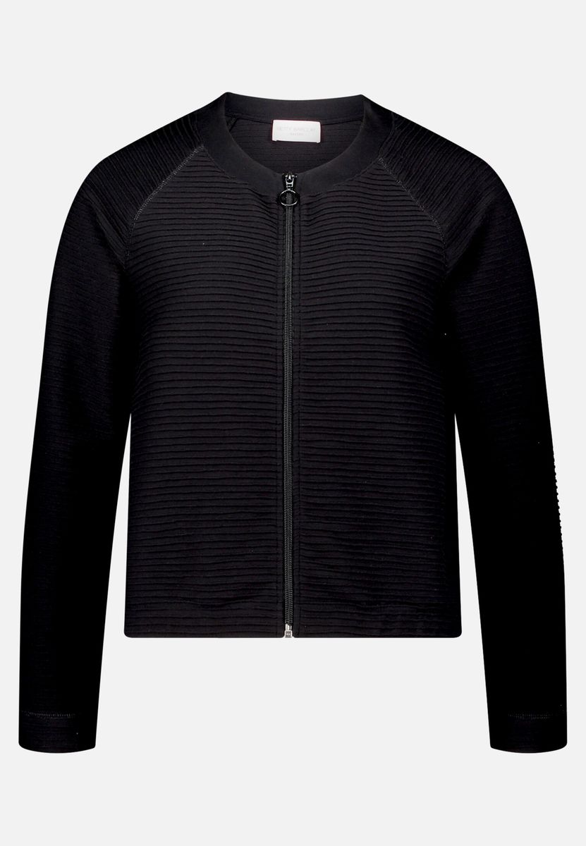 Lässige Strickjacke mit Rippenstruktur und Reißverschluss
