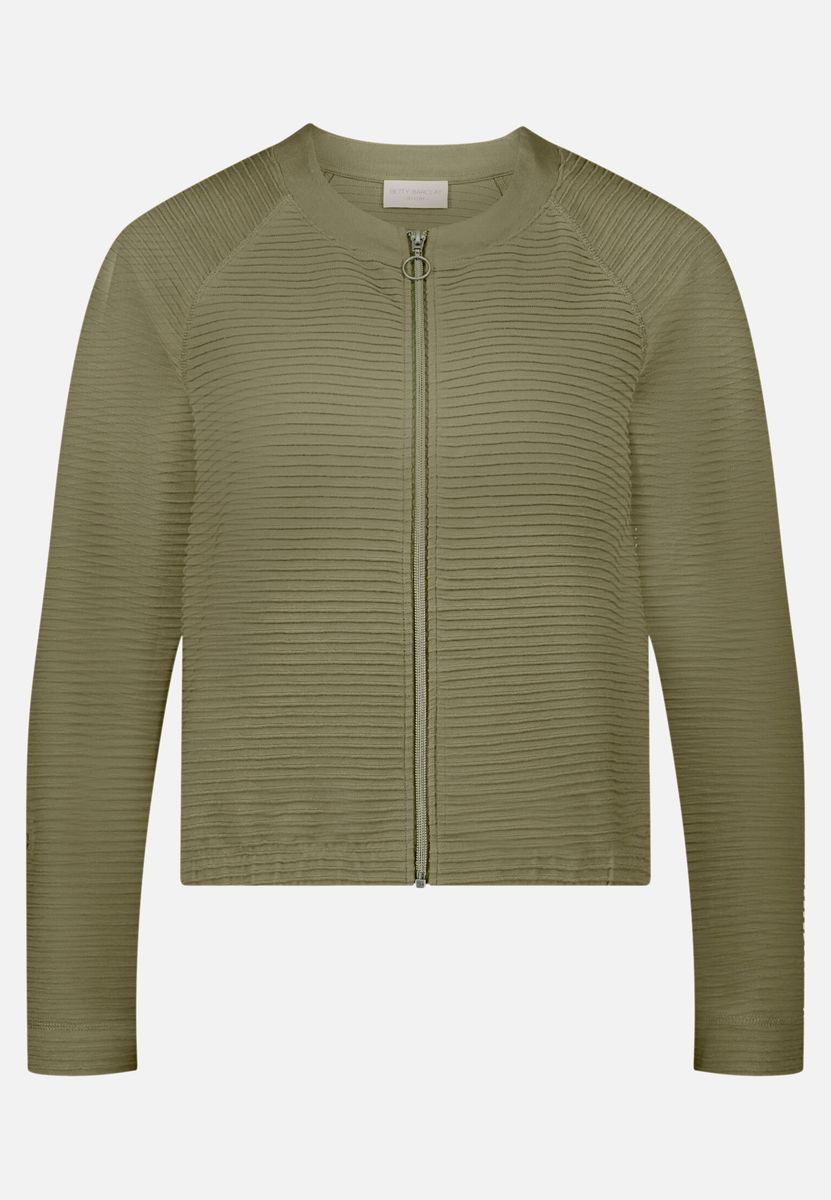 Lässige Strickjacke mit Rippenstruktur und Reißverschluss