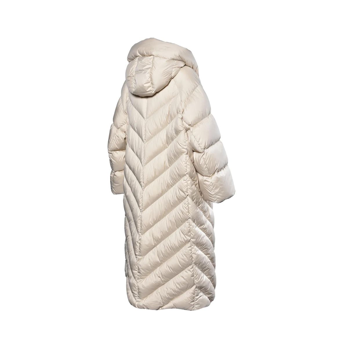 Lange Chevron-Steppdaunenmantel