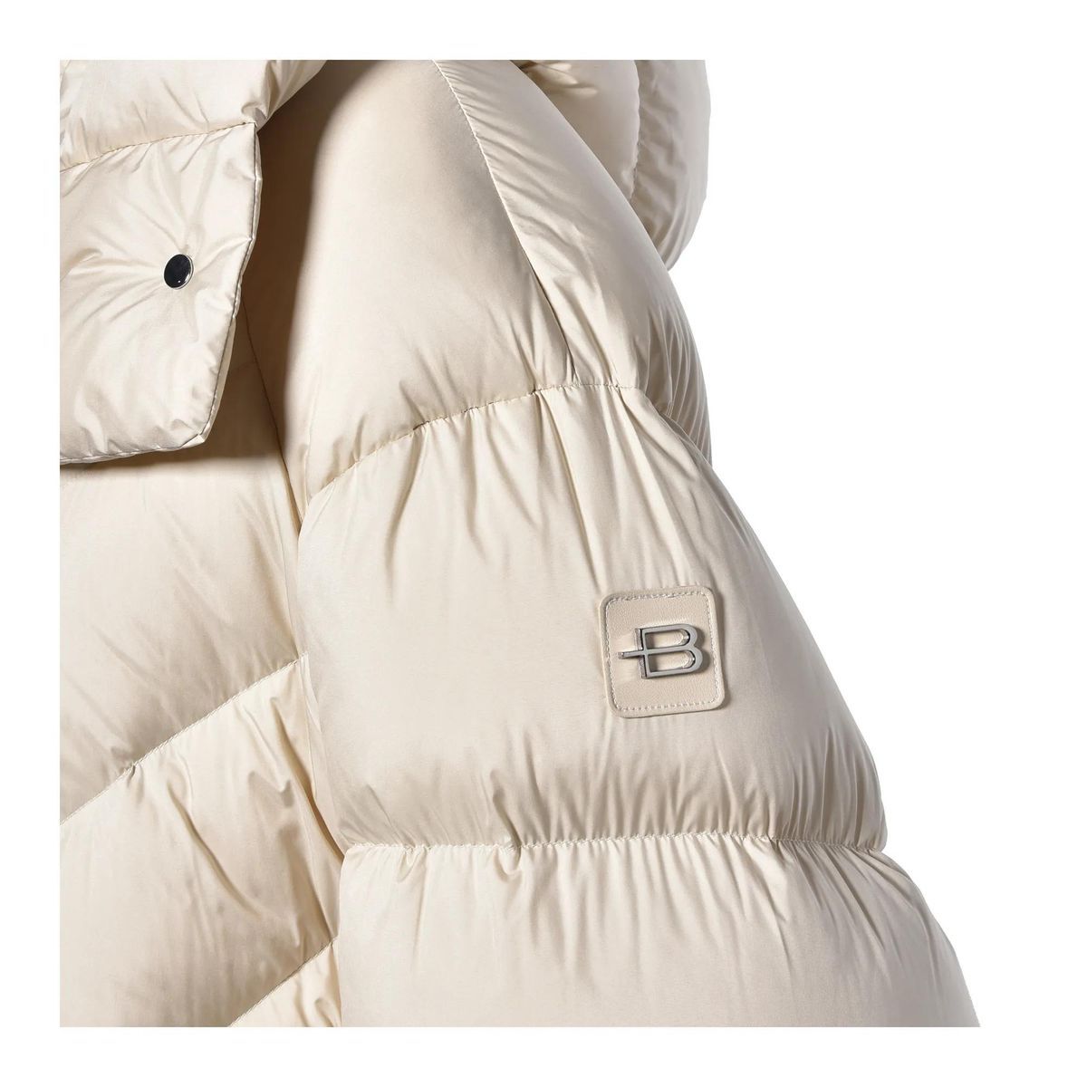 Lange Chevron-Steppdaunenmantel