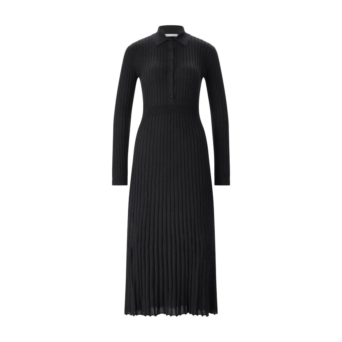 Geripptes Strick-Midikleid mit langen Ärmeln