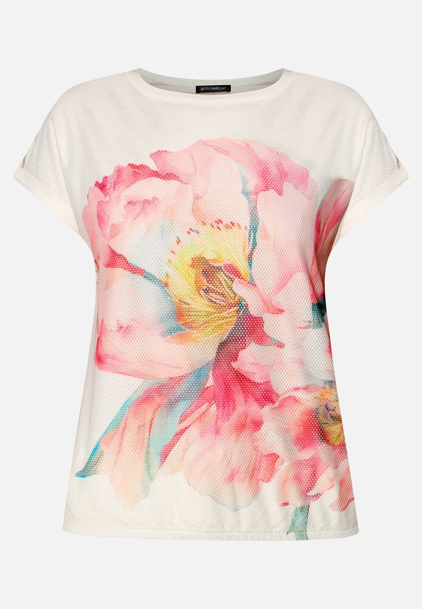 Kurzarm-Shirt mit floralem Mesh-Print