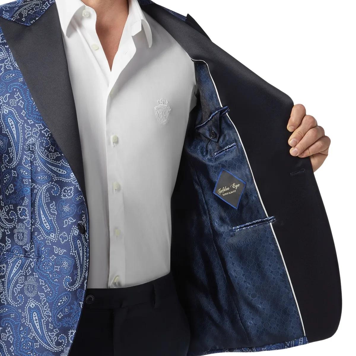 Abendblazer mit Paisley-Muster und Schalkragen