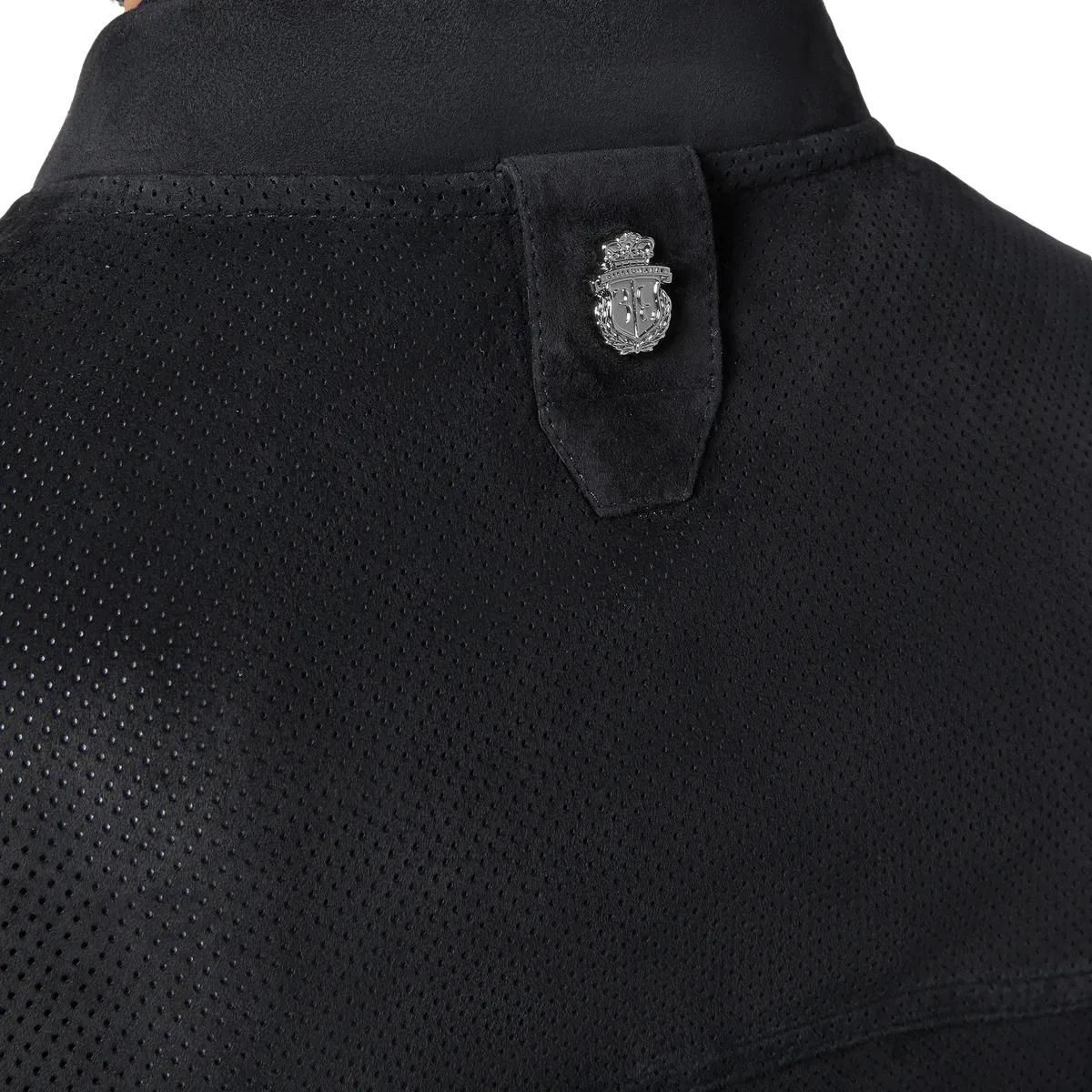 Bomberjacke aus perforiertem Wildleder mit Wappen