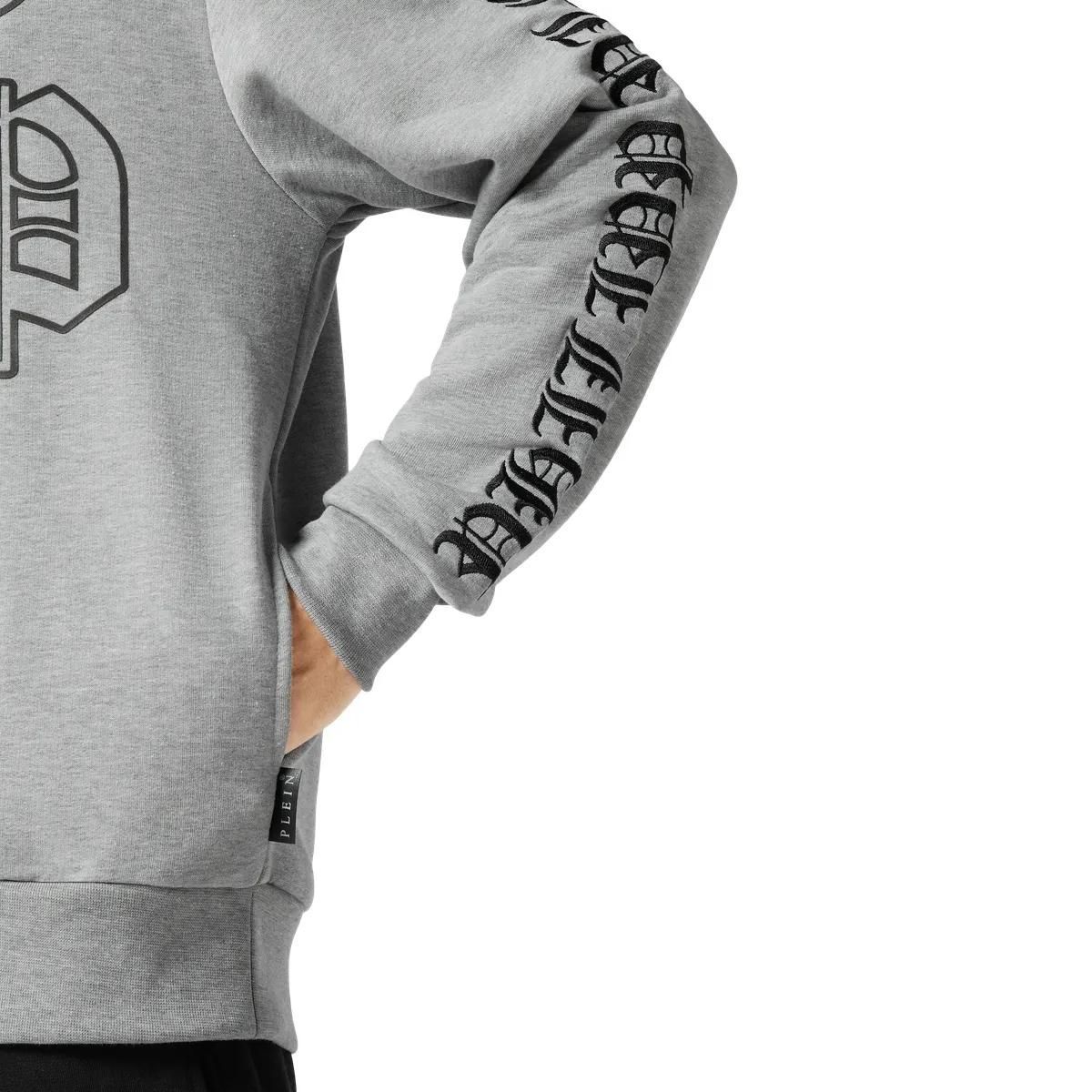 Kapuzenpullover aus Baumwollmischung mit Gothic-Print