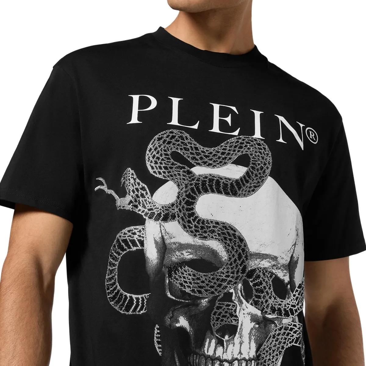 T-Shirt mit Schädel- und Schlangenmotiv