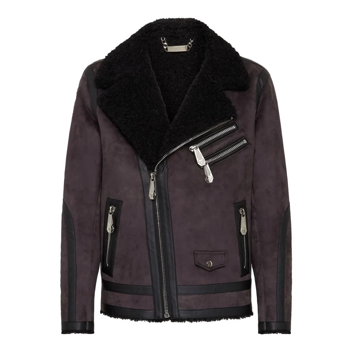 Bikerjacke aus veganem Lammfellimitat