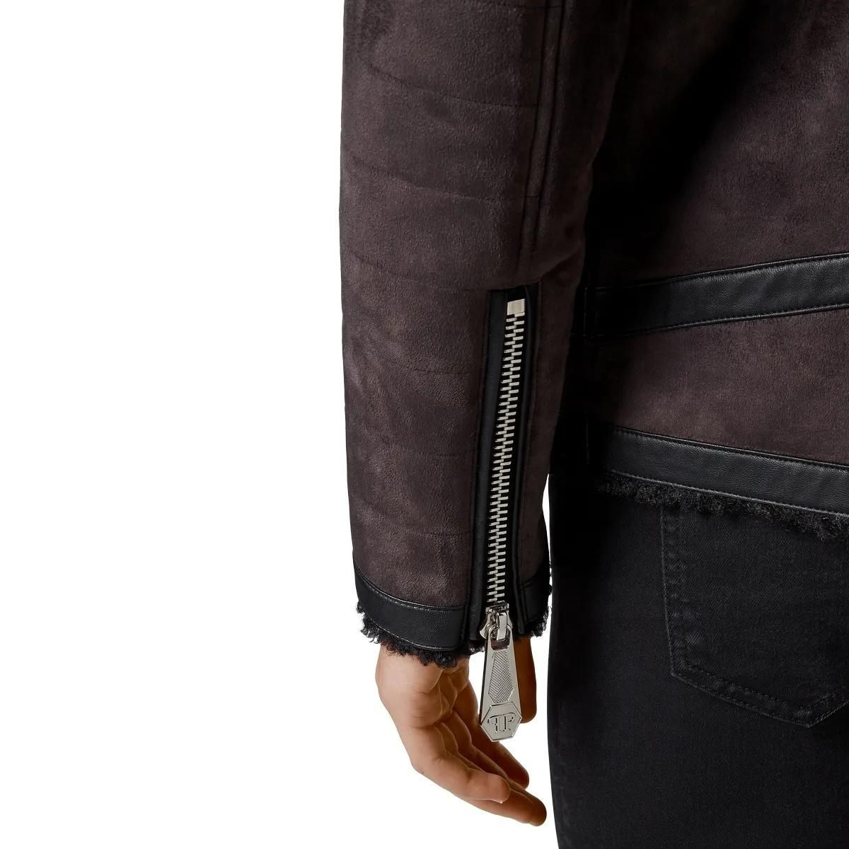 Bikerjacke aus veganem Lammfellimitat