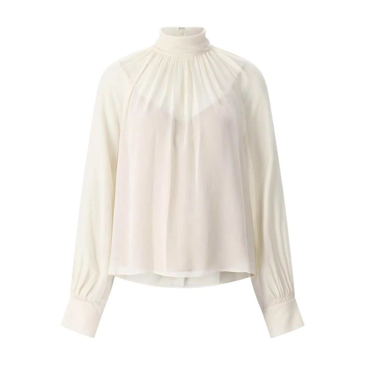 Elegante fließende Bluse mit hohem Kragen