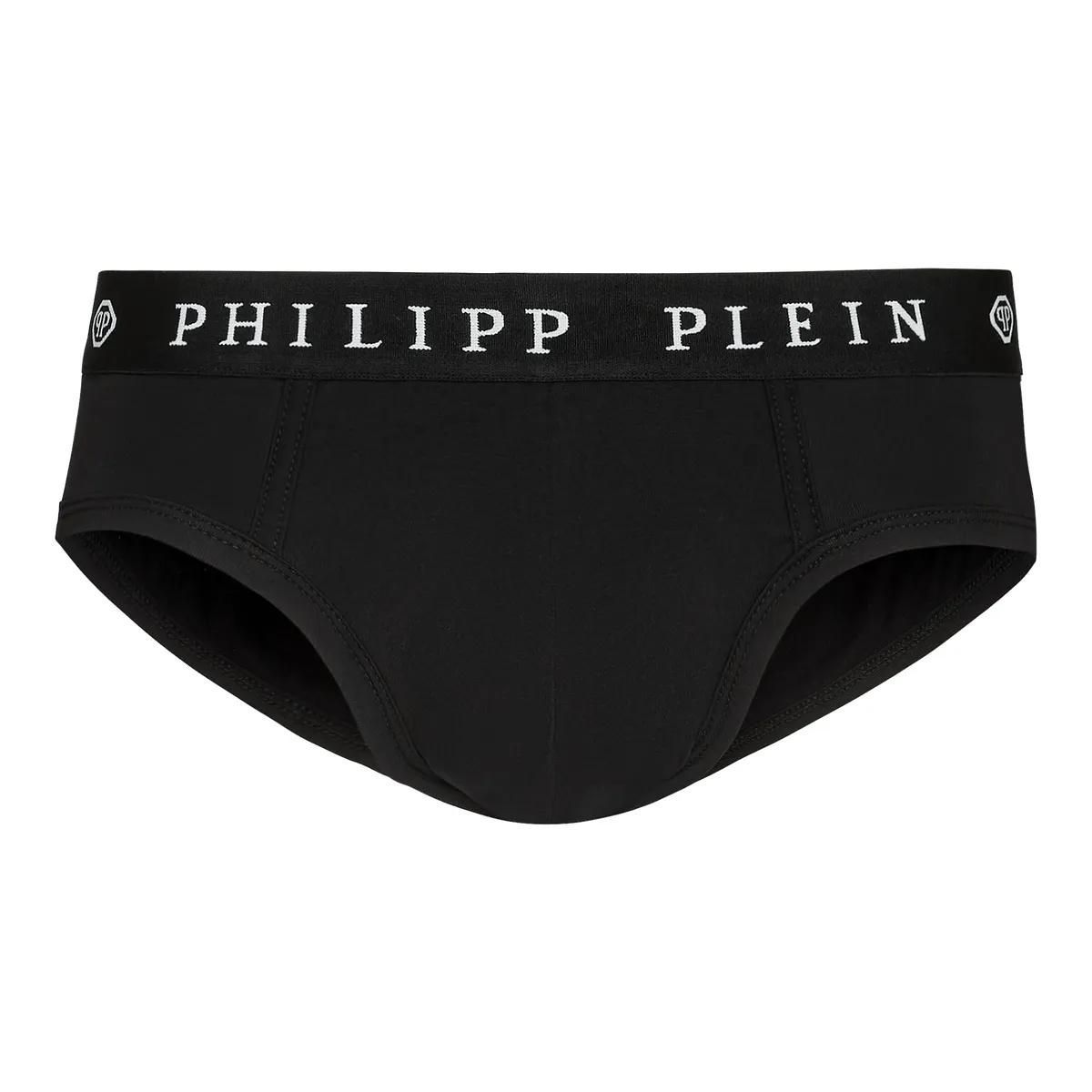 Klassische schwarze Slips mit Logo-Bund