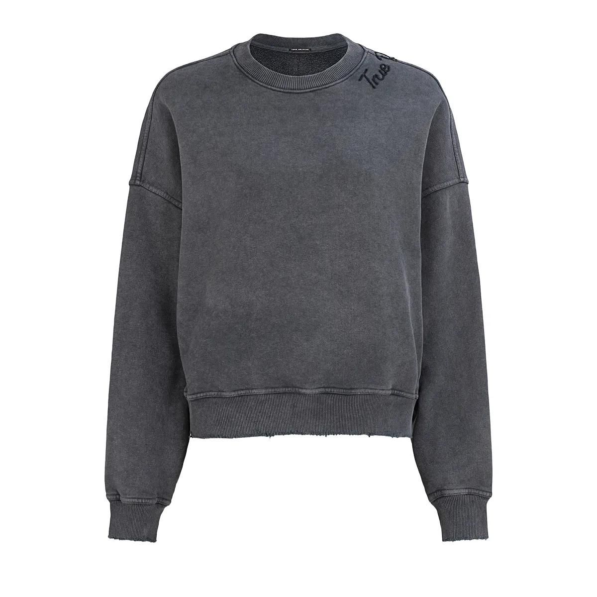 Cropped Sweatshirt mit Used-Waschung