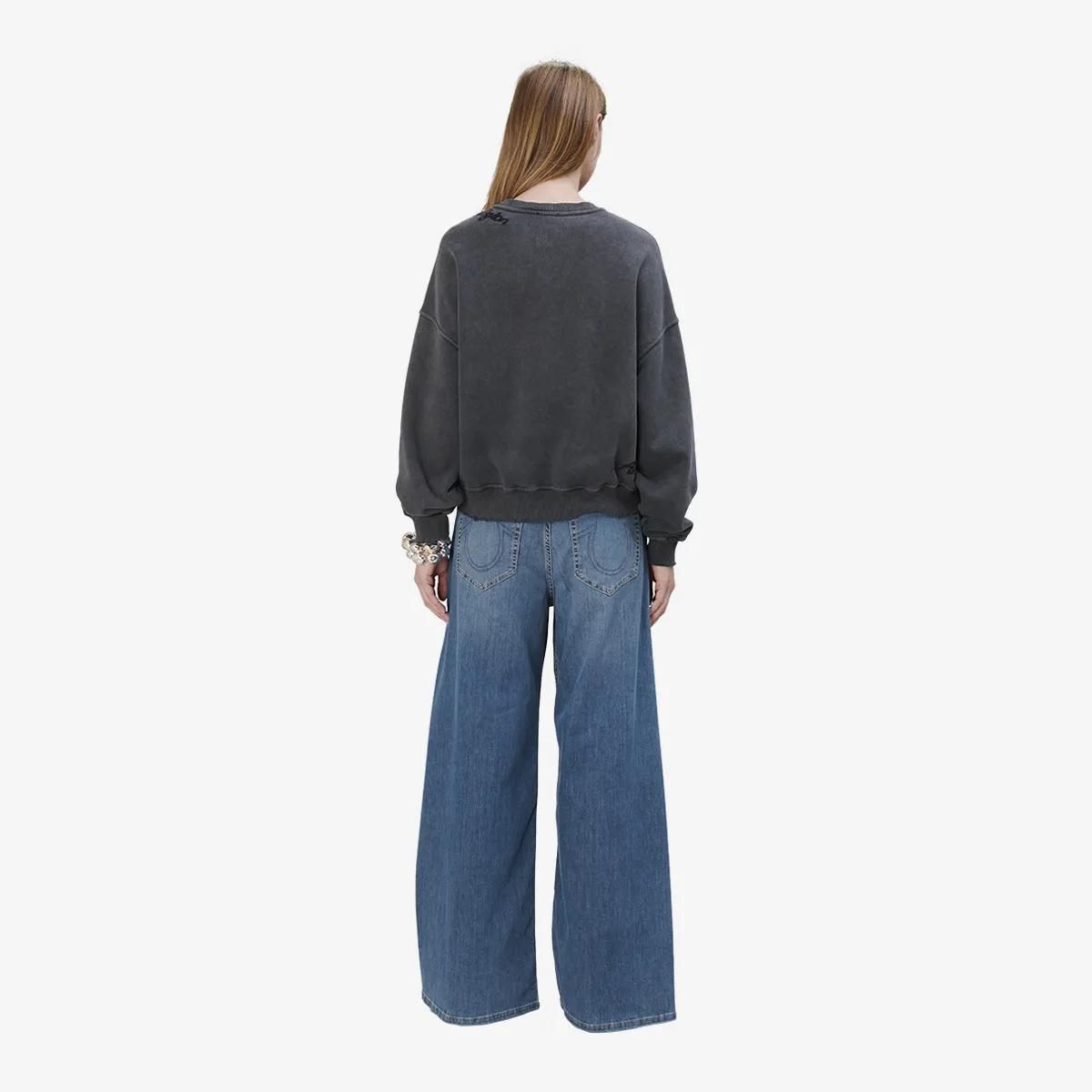 Cropped Sweatshirt mit Used-Waschung