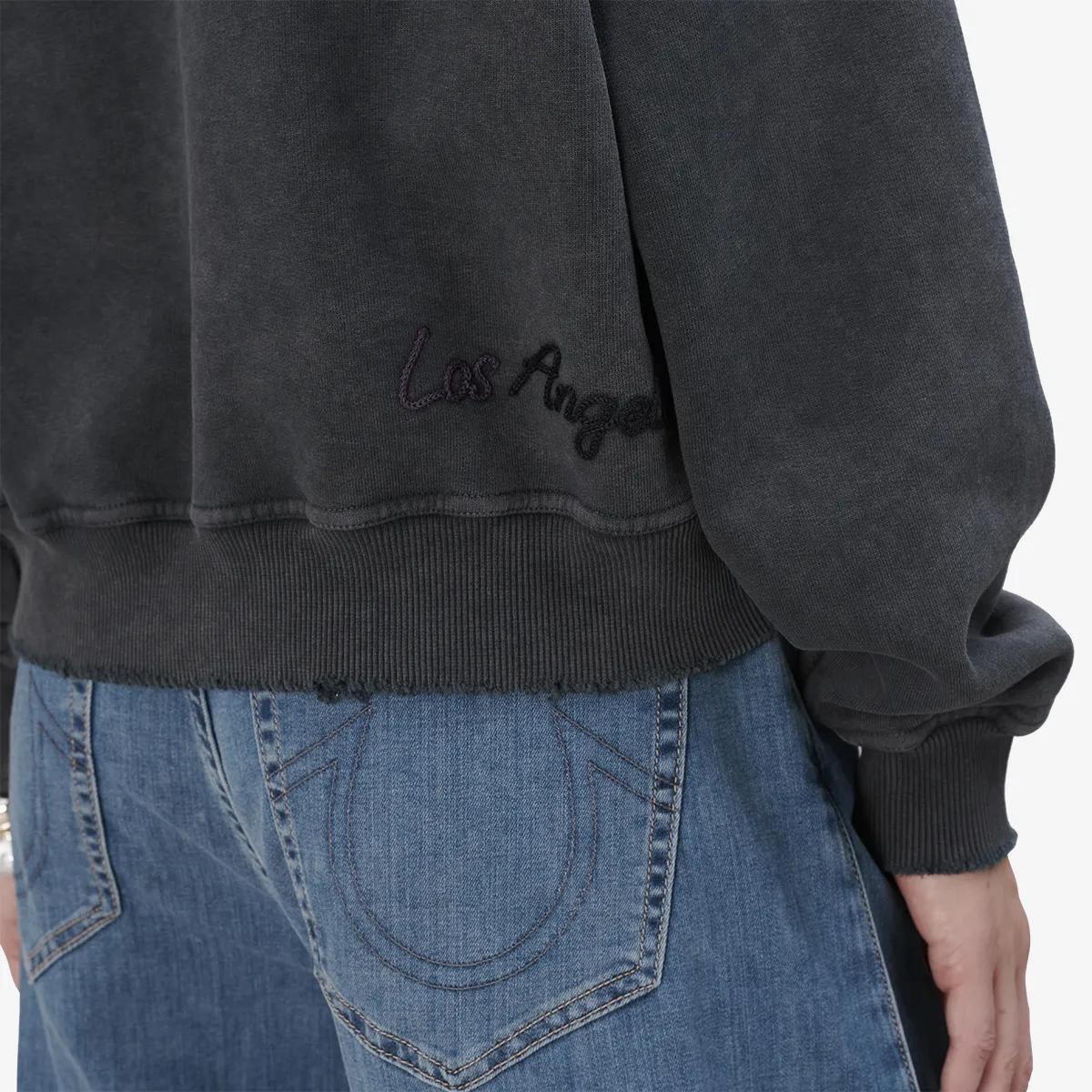 Cropped Sweatshirt mit Used-Waschung