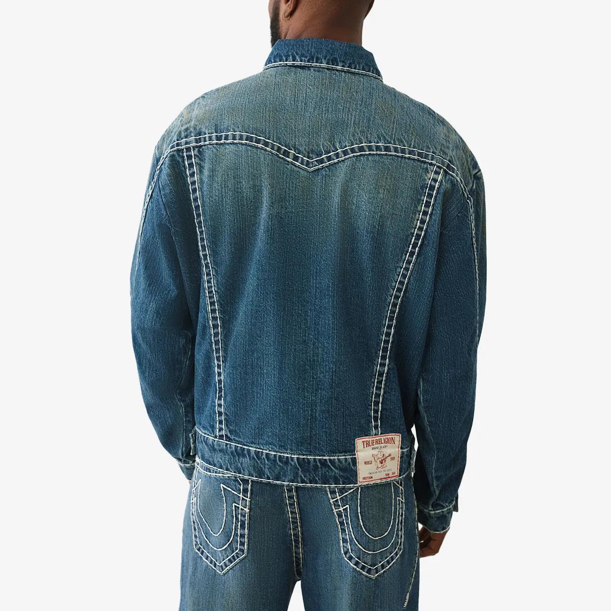 Oversized Jeansjacke mit Ziernähten