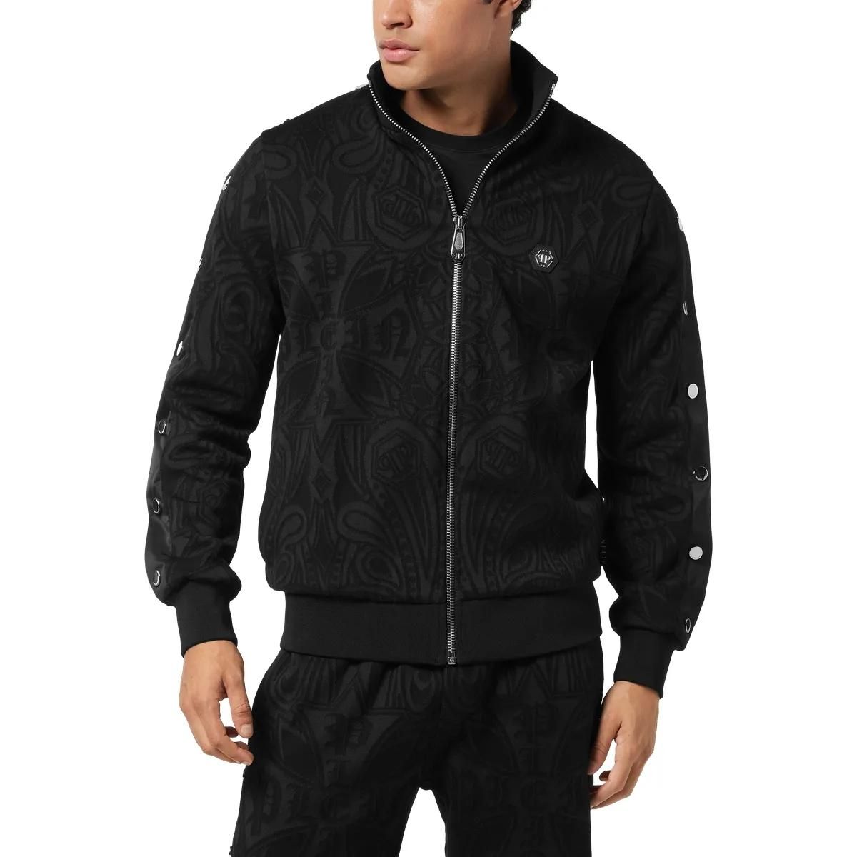 Fleece Trainingsjacke mit Jacquardmuster