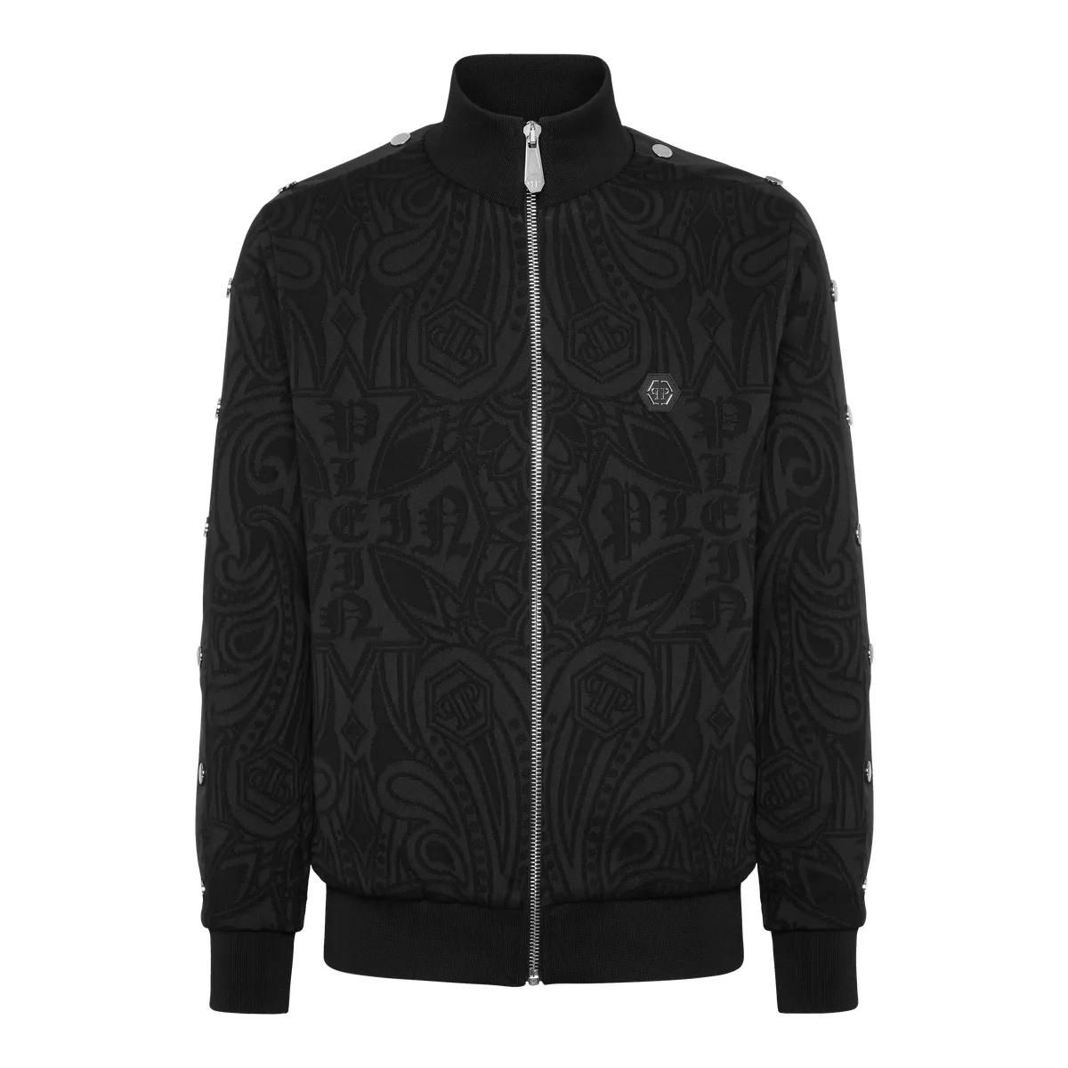 Fleece Trainingsjacke mit Jacquardmuster