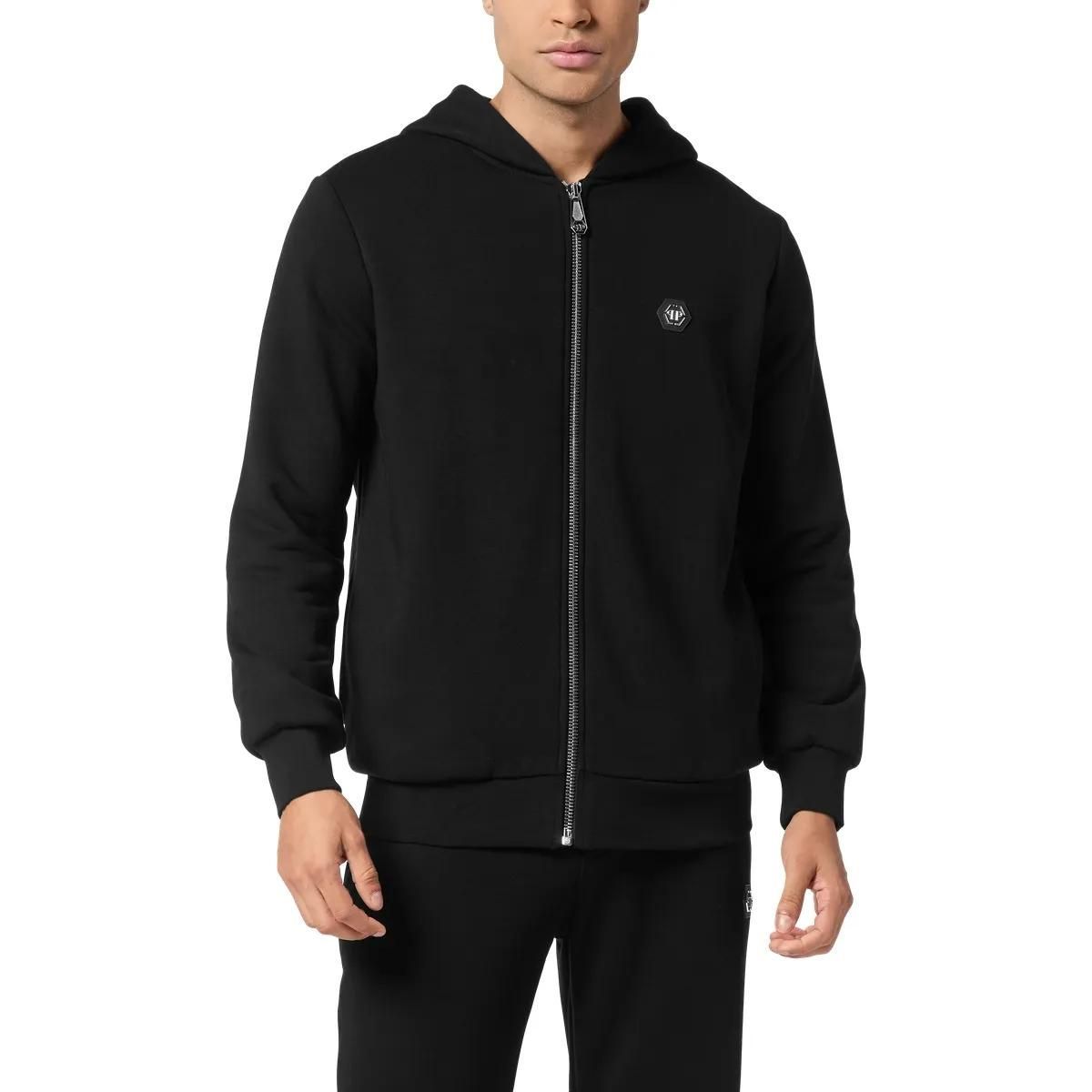 Fleece-Hoodie mit Reißverschluss und Logo-Patch