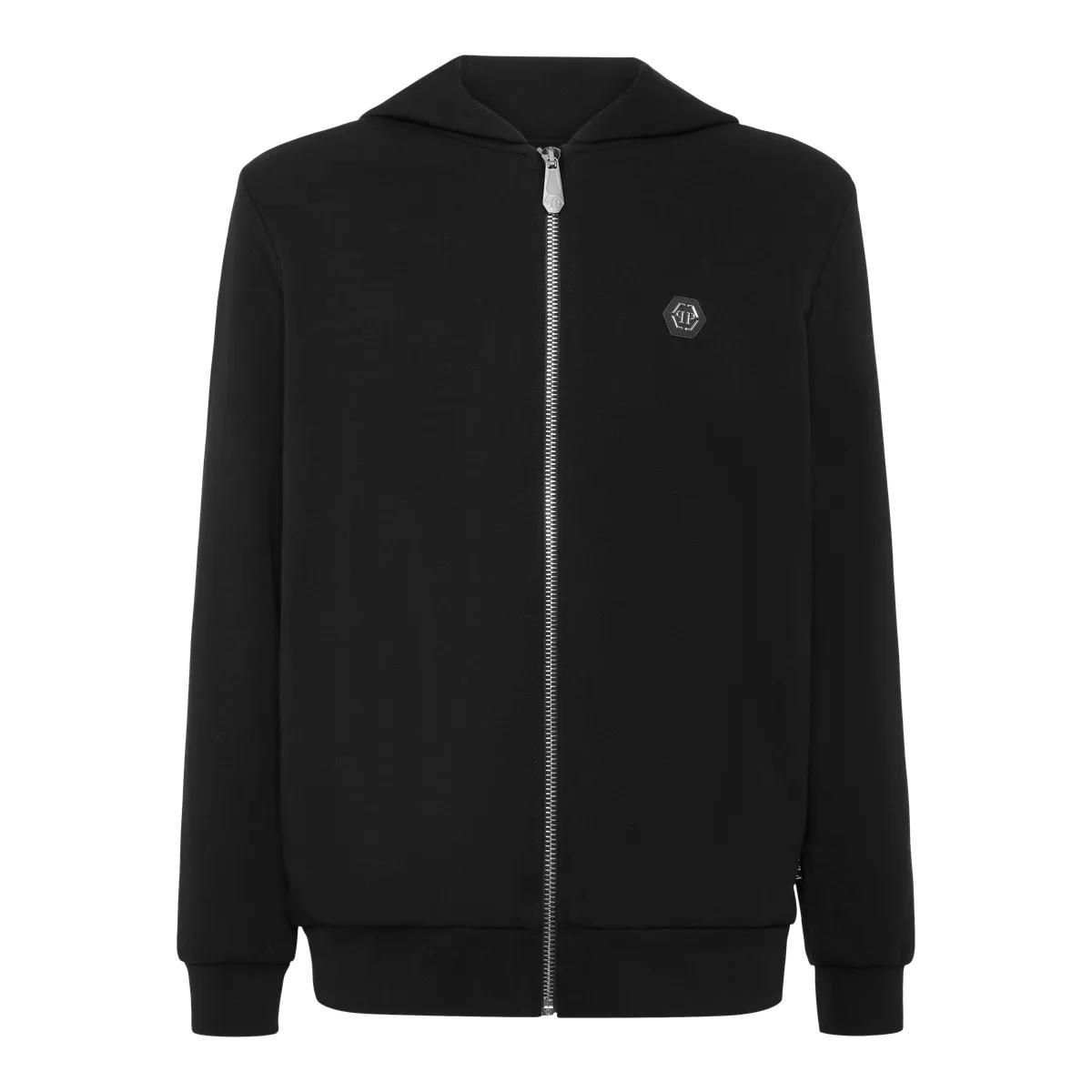 Fleece-Hoodie mit Reißverschluss und Logo-Patch