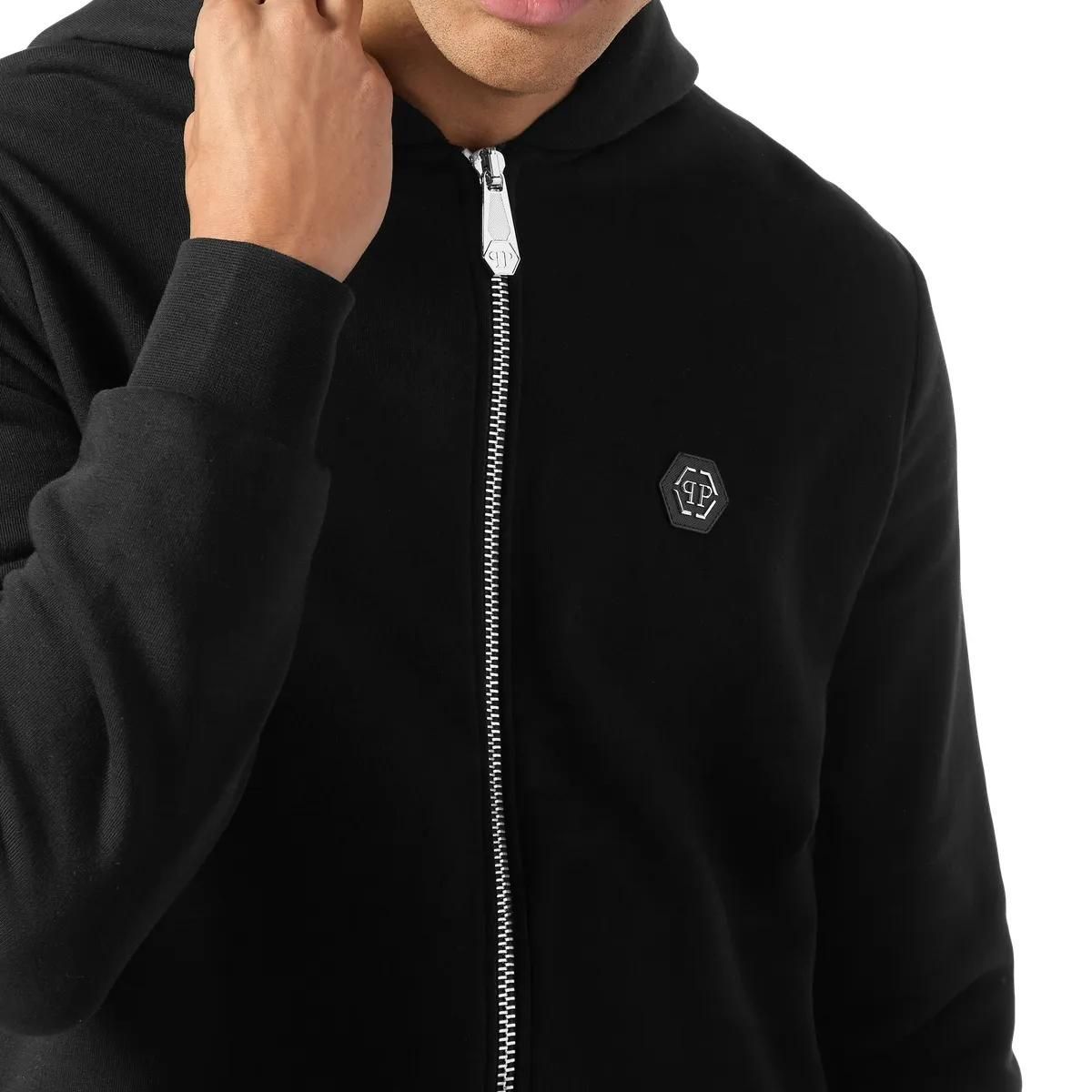 Fleece-Hoodie mit Reißverschluss und Logo-Patch