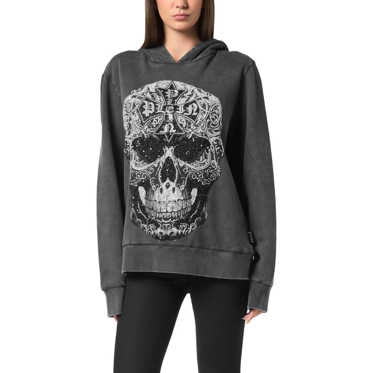 Kapuzenpullover mit Totenkopf-Grafik