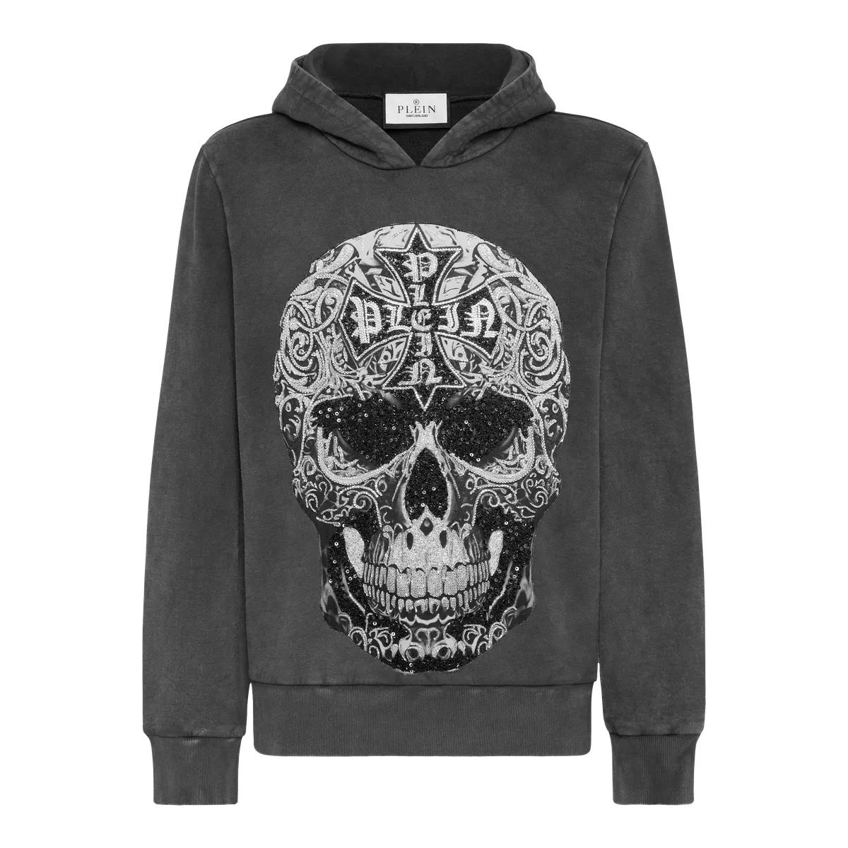 Kapuzenpullover mit Totenkopf-Grafik