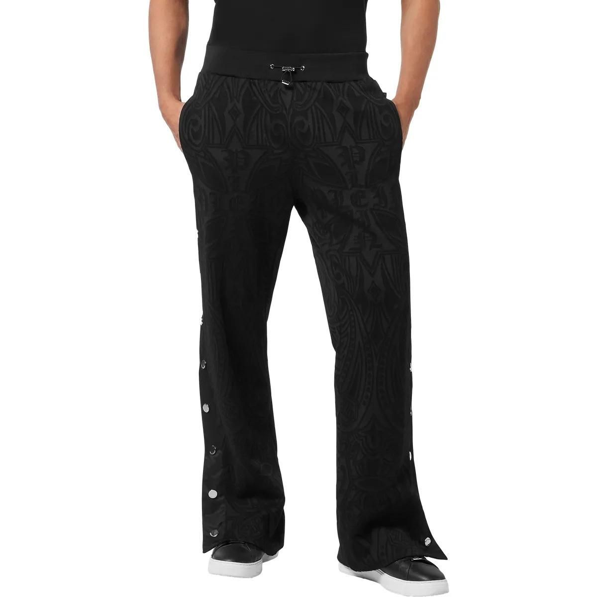 Gemusterte Fleece-Loungehose mit Knöpfen