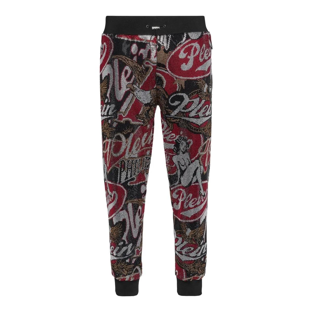 Gemusterte Fleece-Jogginghose mit Logo-Applikation