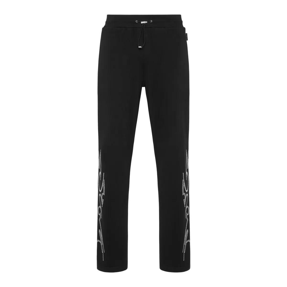 Fleece-Sweathose mit Strassflammen-Verzierung