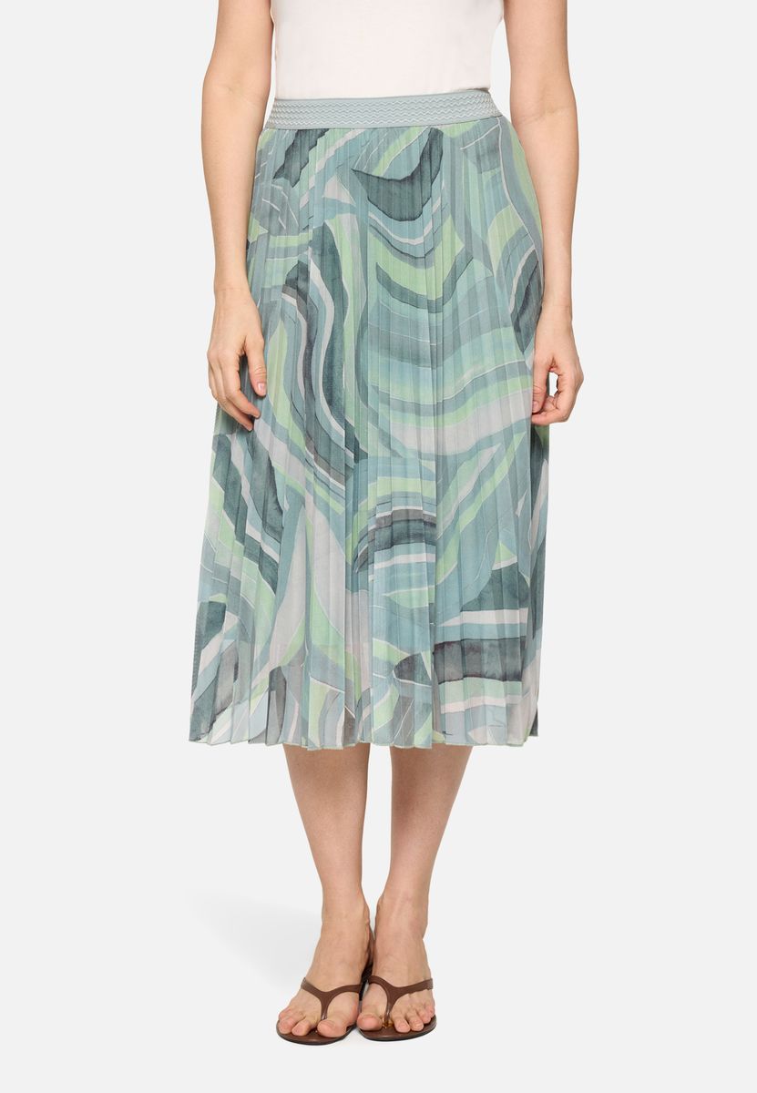 Plissee-Midi-Rock mit abstraktem Muster