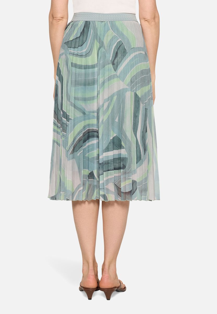 Plissee-Midi-Rock mit abstraktem Muster