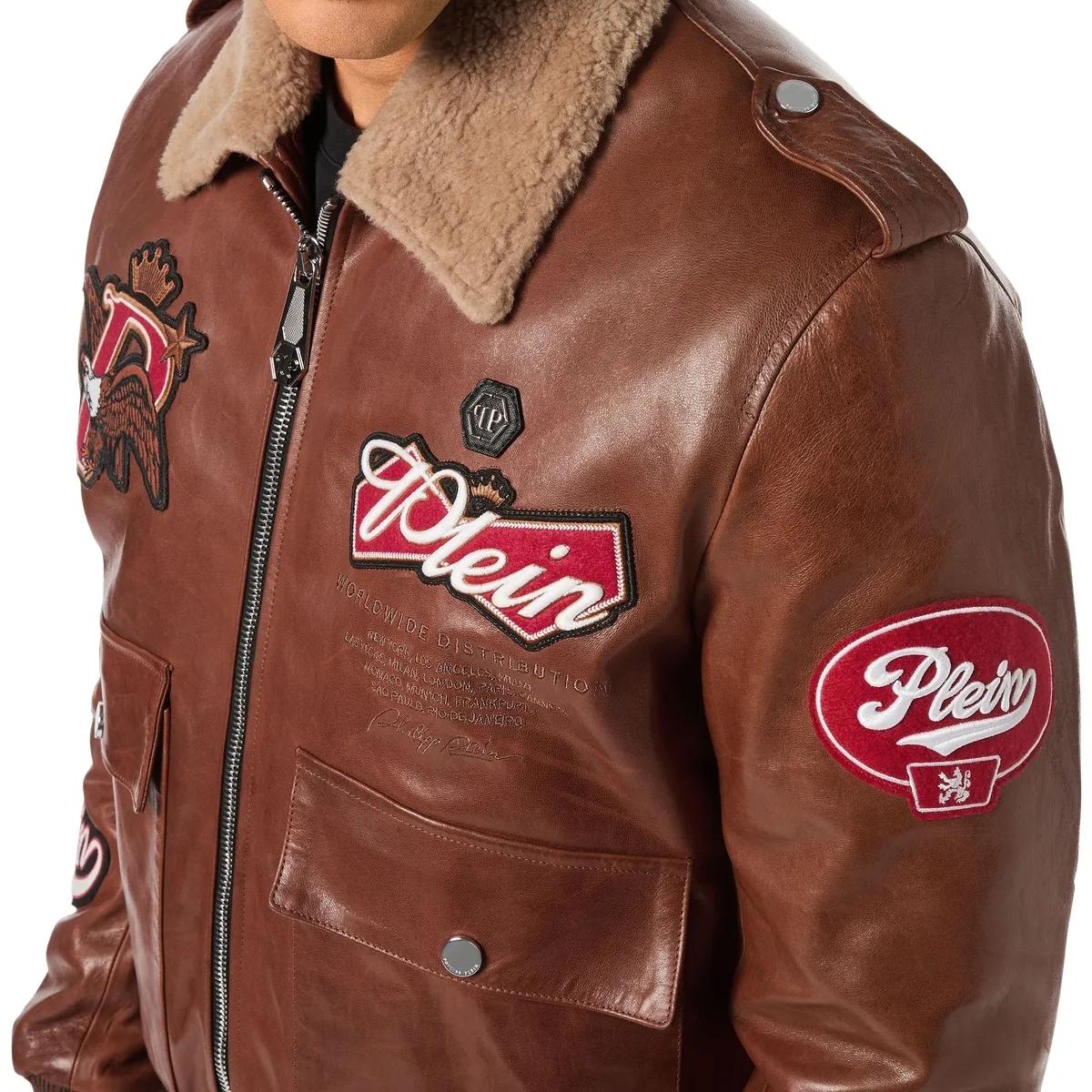 Braune Leder Aviator Bomberjacke