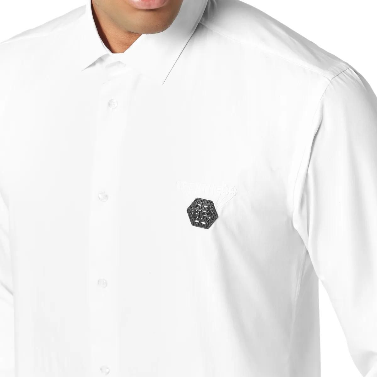 Klassisches Baumwollhemd mit Logo-Patch