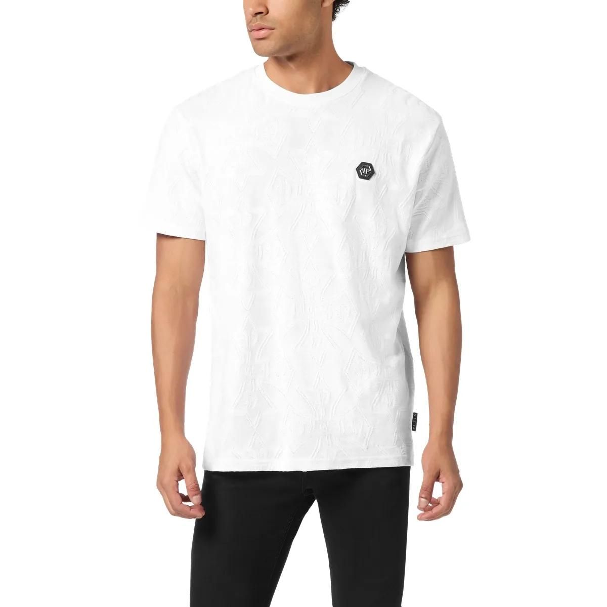 Baumwoll-T-Shirt mit Logo-Patch-Textur