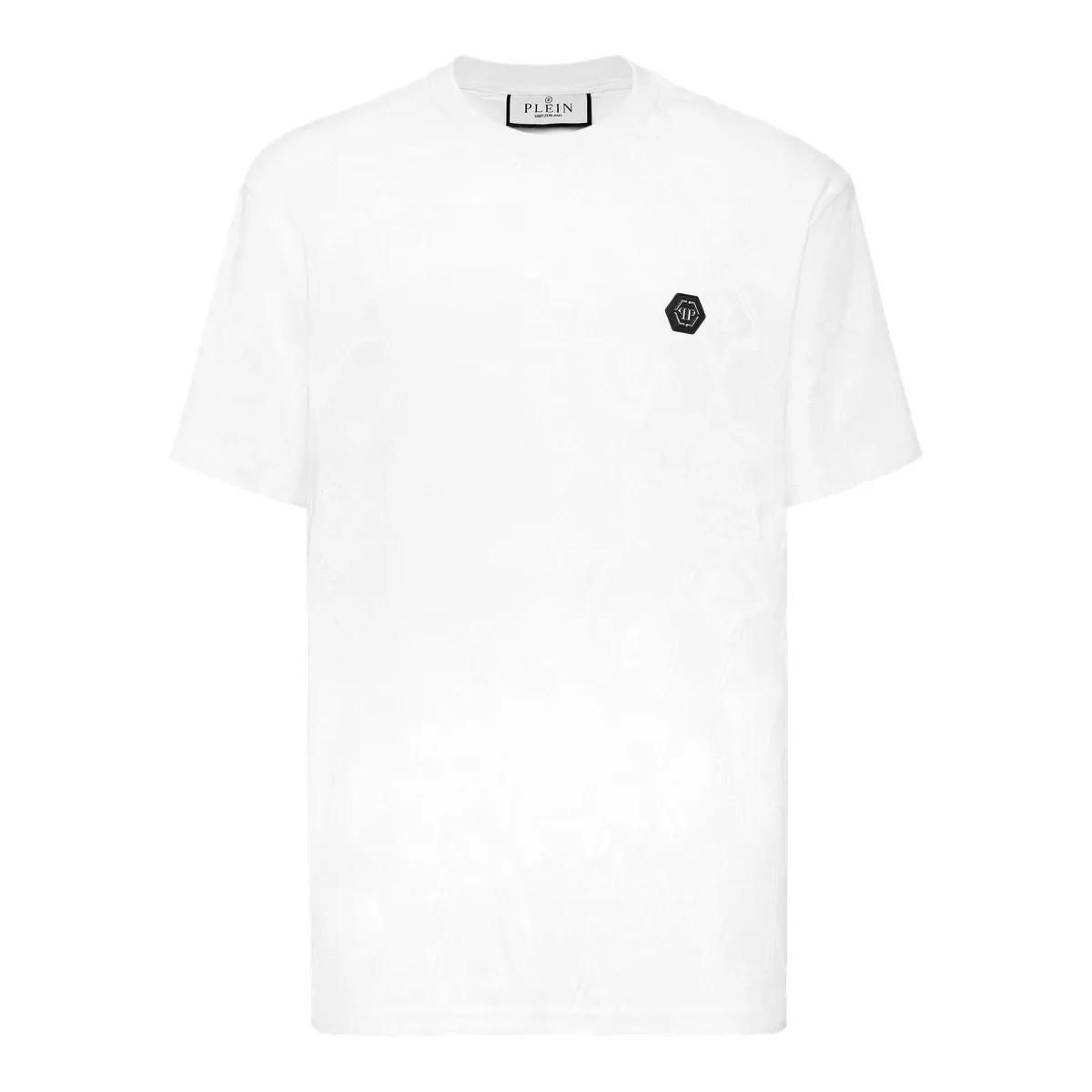 Baumwoll-T-Shirt mit Logo-Patch-Textur