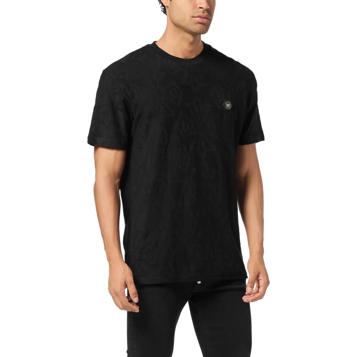 T-Shirt mit Jacquardmuster und Rundhalsausschnitt