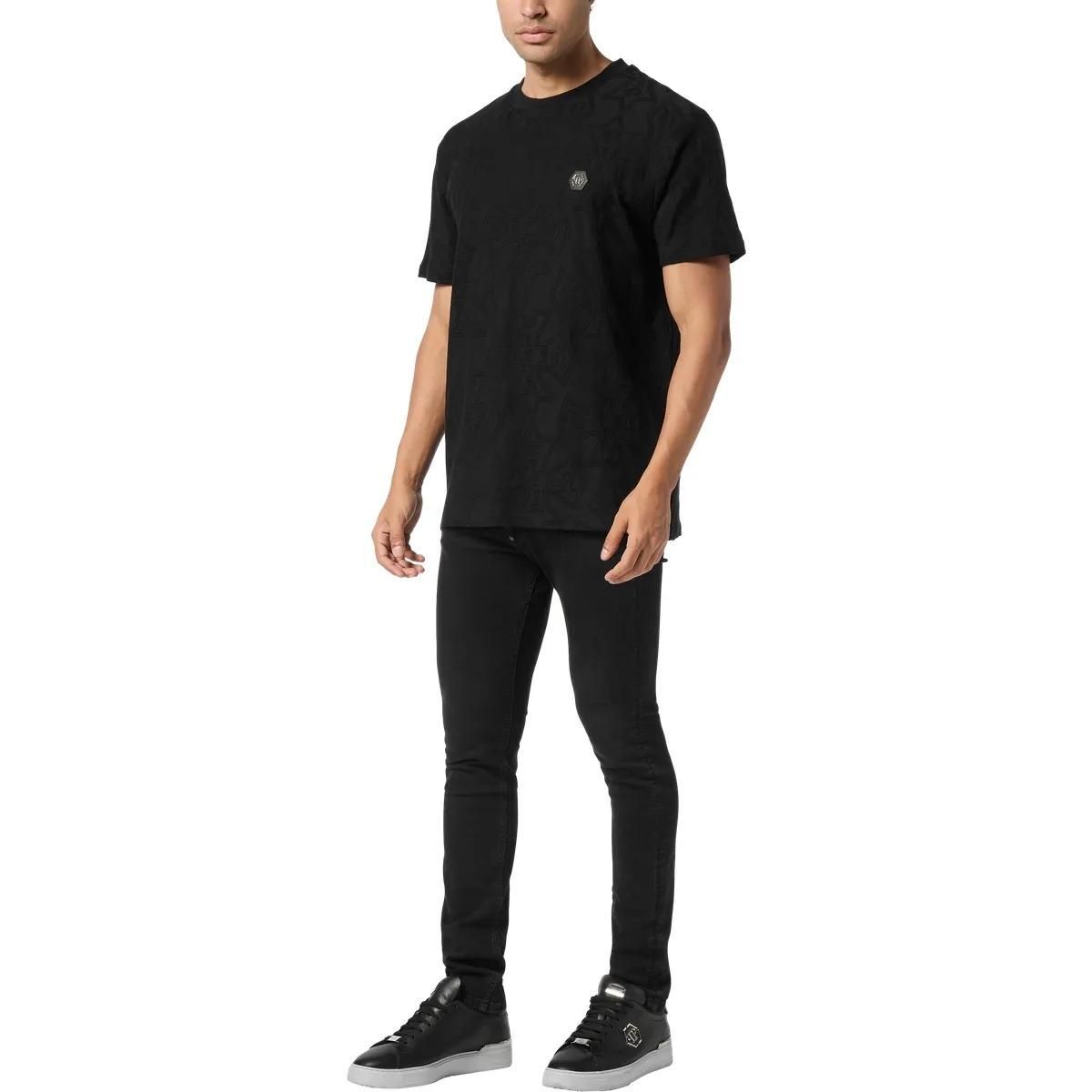 T-Shirt mit Jacquardmuster und Rundhalsausschnitt