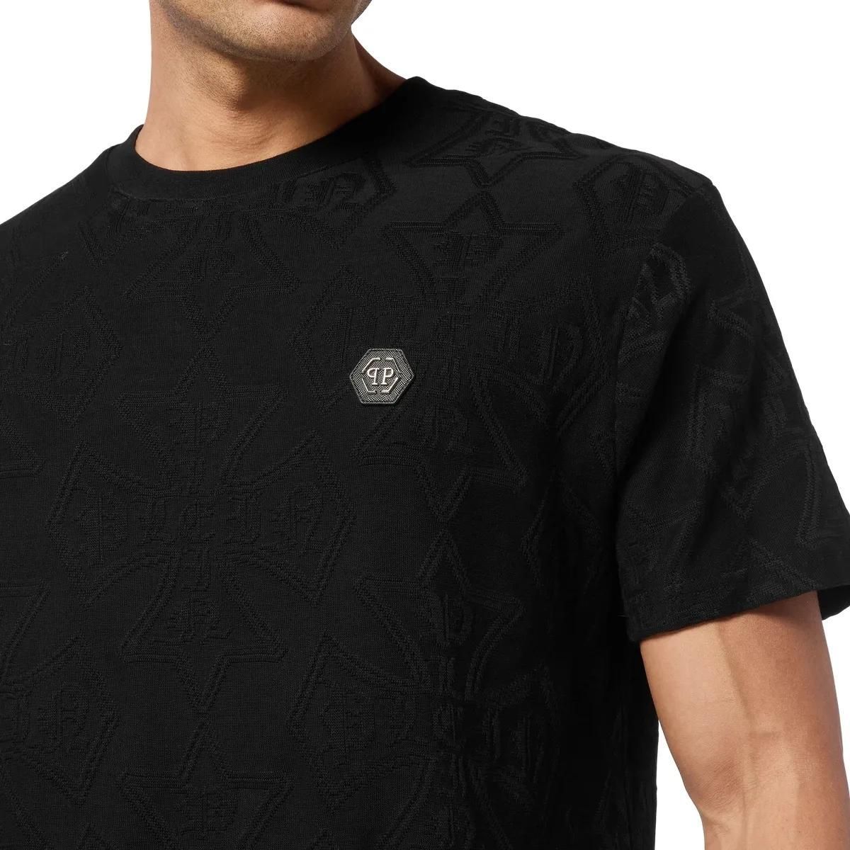 T-Shirt mit Jacquardmuster und Rundhalsausschnitt