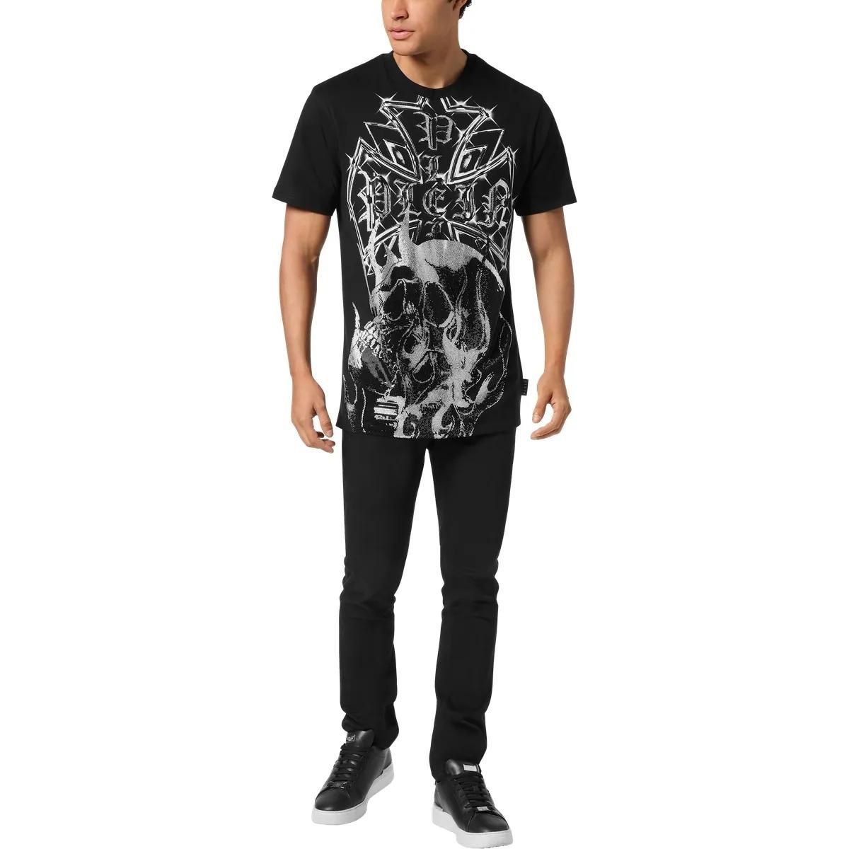 Totenkopf Grafik Strass T-Shirt