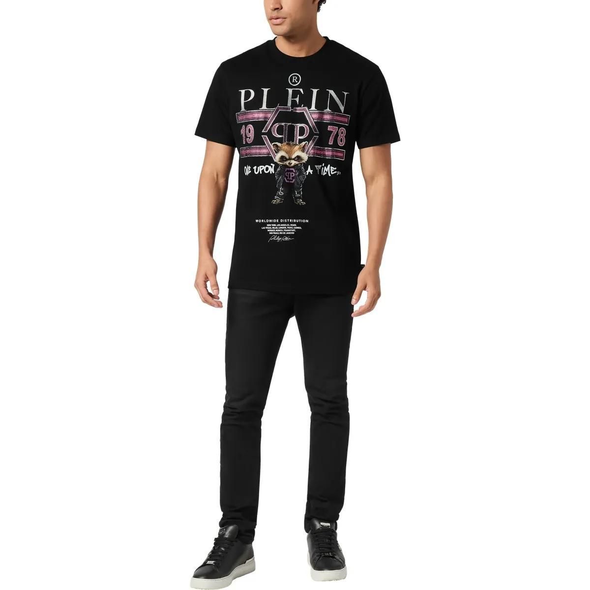 T-Shirt mit Grafik-Waschbär-Print und Rundhalsausschnitt