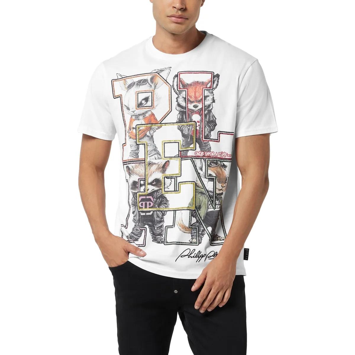 College Animals Grafik Baumwoll-T-Shirt