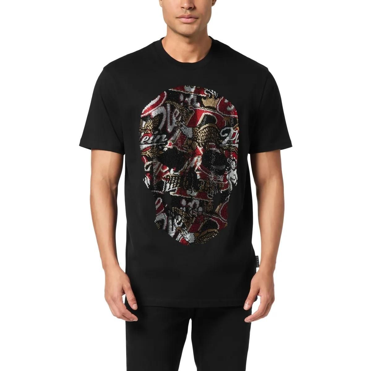 Totenkopf Grafikdruck Baumwoll-T-Shirt