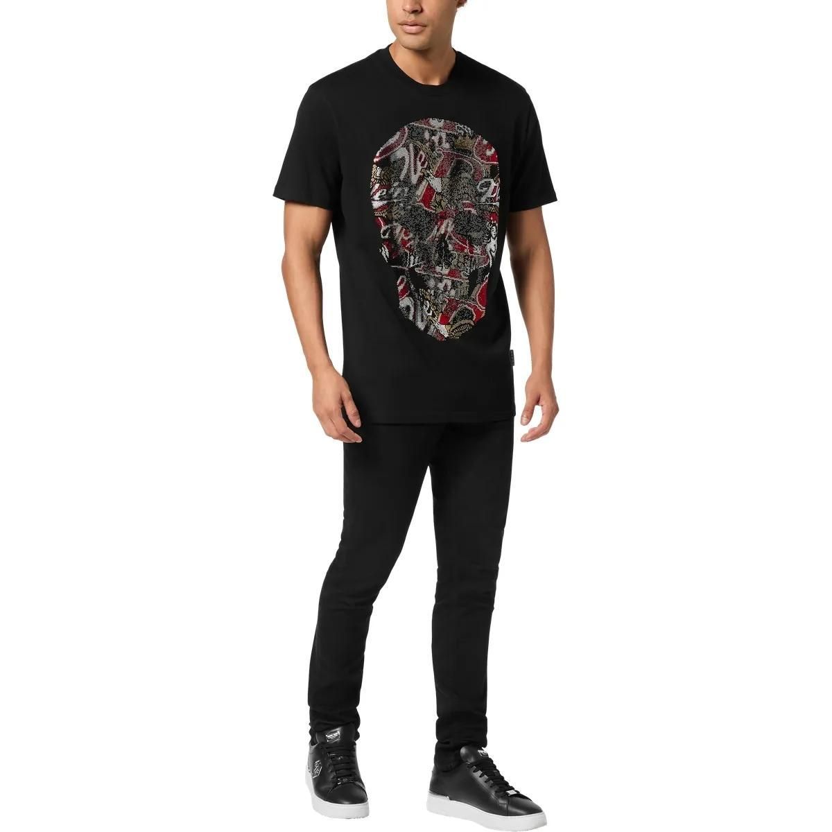 Totenkopf Grafikdruck Baumwoll-T-Shirt
