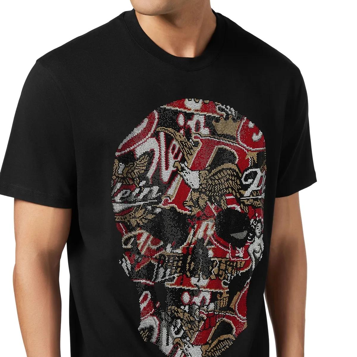 Totenkopf Grafikdruck Baumwoll-T-Shirt
